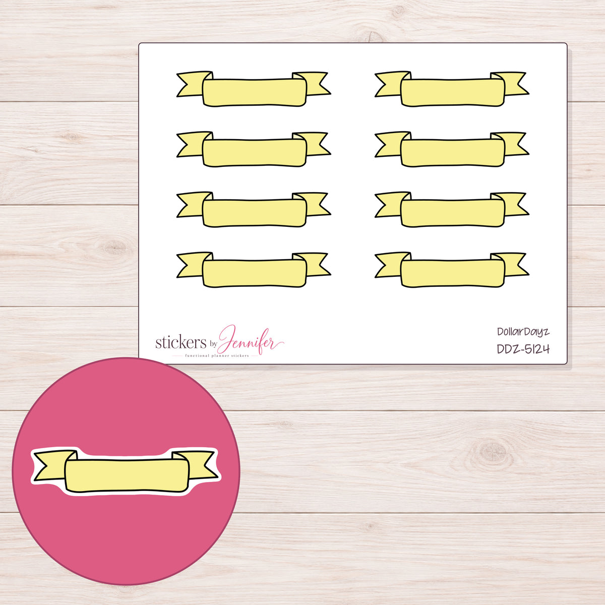 DDZ-5124 planner sticker sheet with enlarged sticker detail