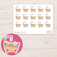 Peach Bubble Bath Planner Stickers | DDZ-5129 — 4 × 3 inch sheet and enlarged sticker detail