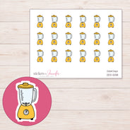 Yellow Blender Planner Stickers | DDZ-5138 — 4 × 3 inch sheet and enlarged sticker detail