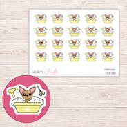 Chihuahua in Yellow Bath Planner Stickers | DDZ-5161 — 4 × 3 inch sheet and enlarged sticker detail