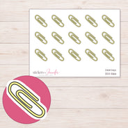 Yellow Paper Clip Planner Stickers | DDZ-5166 — 4 × 3 inch sheet and enlarged sticker detail