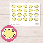 Yellow Cloud Planner Stickers | DDZ-5170 — 4 × 3 inch sheet and enlarged sticker detail