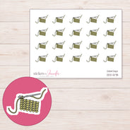 Yellow Crochet Swatch Planner Stickers | DDZ-5178 — 4 × 3 inch sheet and enlarged sticker detail