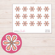 Peach Doodle Asterisk Planner Stickers | DDZ-5194 — 4 × 3 inch sheet and enlarged sticker detail