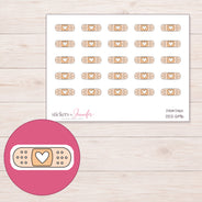 Peach Doodle Heart Bandage Planner Stickers | DDZ-5196 — 4 × 3 inch sheet and enlarged sticker detail