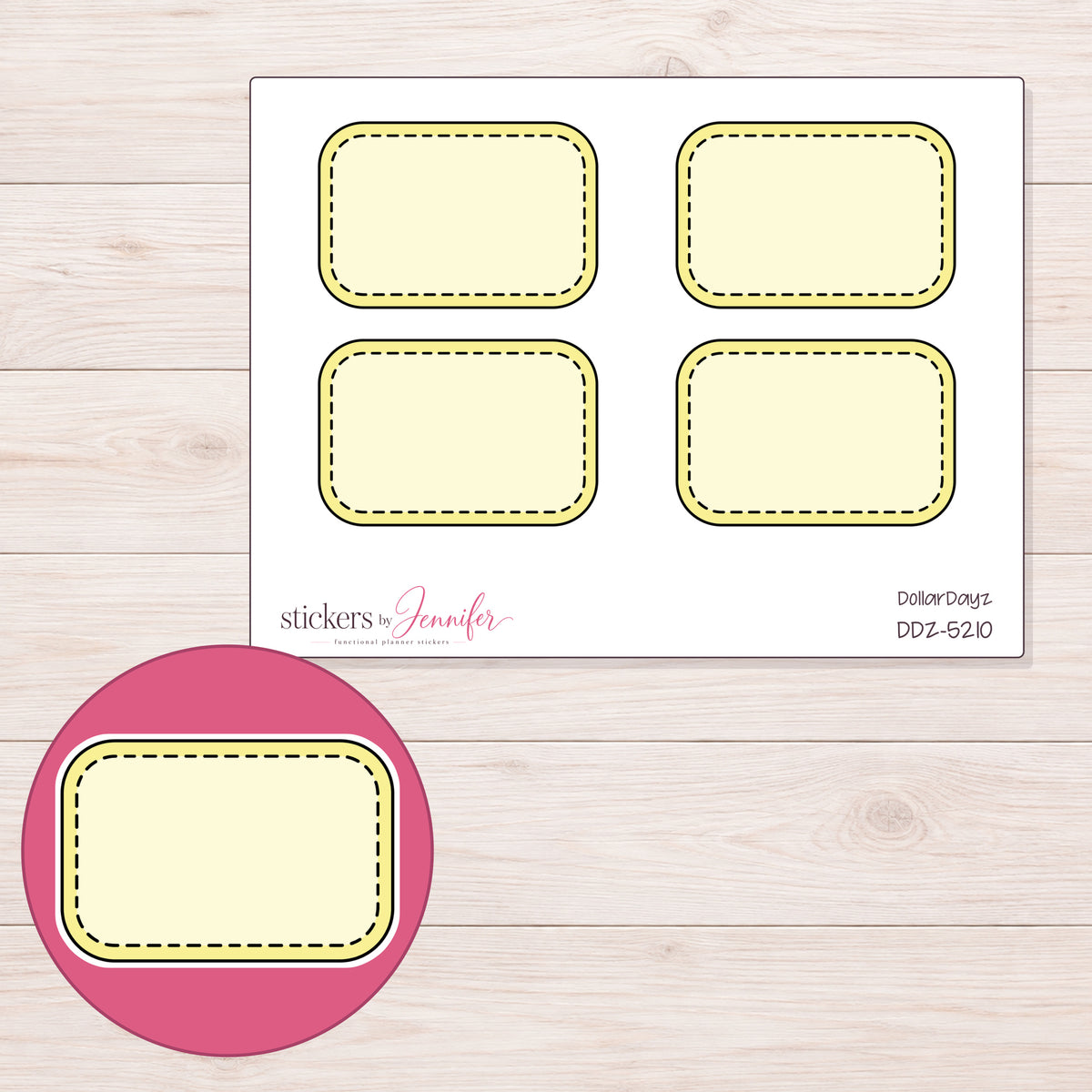DDZ-5210 planner sticker sheet with enlarged sticker detail