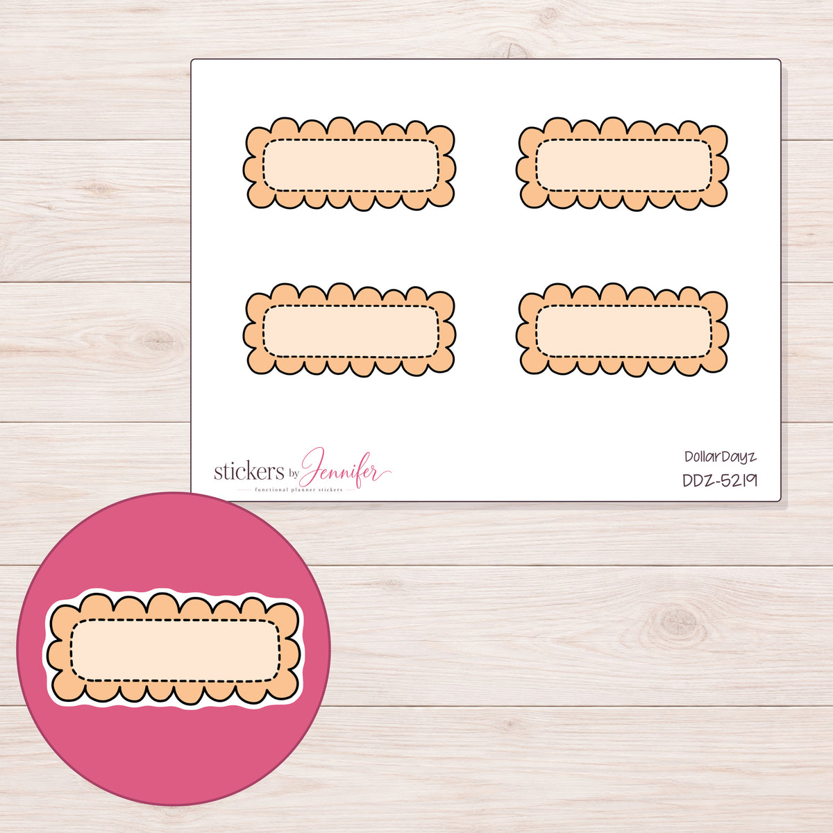 DDZ-5219 planner sticker sheet with enlarged sticker detail