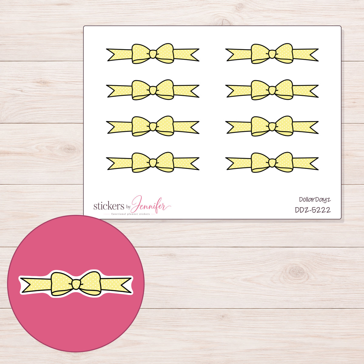 DDZ-5222 planner sticker sheet with enlarged sticker detail