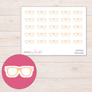 Peach Eyeglasses Planner Stickers | DDZ-5226 — 4 × 3 inch sheet and enlarged sticker detail