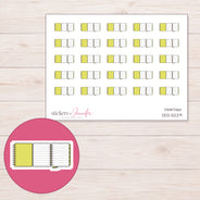Yellow Foldout Planner Stickers | DDZ-5229 — 4 × 3 inch sheet and enlarged sticker detail