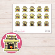 Yellow Brick Fireplace Planner Stickers | DDZ-5231 — 4 × 3 inch sheet and enlarged sticker detail
