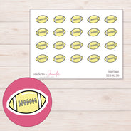 Yellow Football Planner Stickers | DDZ-5235 — 4 × 3 inch sheet and enlarged sticker detail