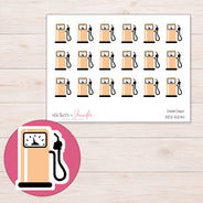 Peach Gas Pump Planner Stickers | DDZ-5244 — 4 × 3 inch sheet and enlarged sticker detail