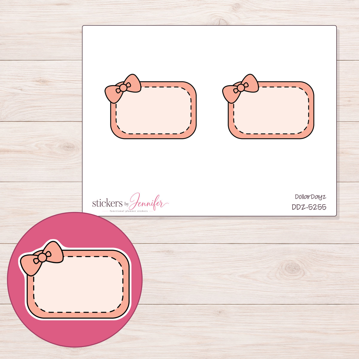 DDZ-5255 planner sticker sheet with enlarged sticker detail
