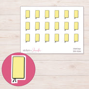 Yellow Slim Planner Stickers | DDZ-5261 — 4 × 3 inch sheet and enlarged sticker detail
