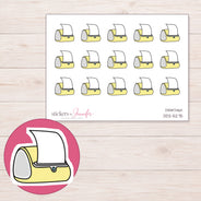 Yellow Label Printer Planner Stickers | DDZ-5275 — 4 × 3 inch sheet and enlarged sticker detail