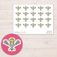 Lacrosse Equipment Planner Stickers | DDZ-5276 — 4 × 3 inch sheet and enlarged sticker detail