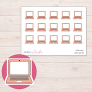 Peach Laptop Planner Stickers | DDZ-5278 — 4 × 3 inch sheet and enlarged sticker detail