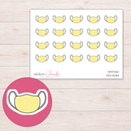 Yellow Face Mask Planner Stickers | DDZ-5284 — 4 × 3 inch sheet and enlarged sticker detail