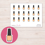 Peach Nail Polish Planner Stickers | DDZ-5298 — 4 × 3 inch sheet and enlarged sticker detail