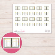 Open Yellow Weekly Planner Stickers | DDZ-5301 — 4 × 3 inch sheet and enlarged sticker detail