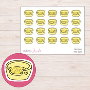 Yellow Pet Bed Planner Stickers | DDZ-5312 — 4 × 3 inch sheet and enlarged sticker detail