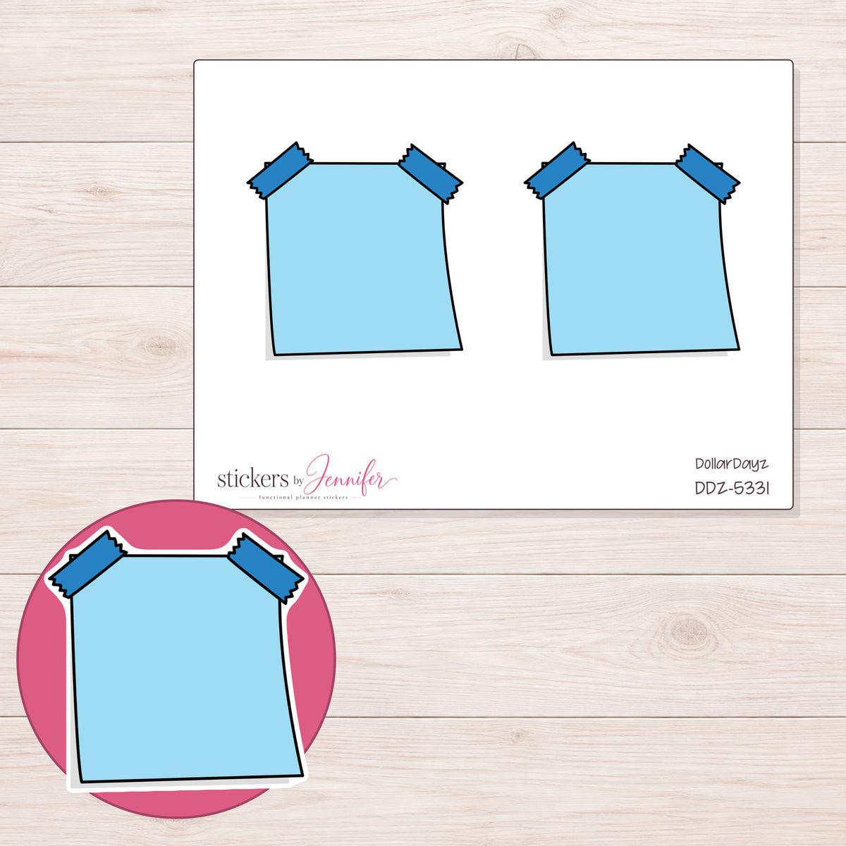 DDZ-5331 planner sticker sheet with enlarged sticker detail