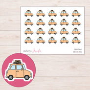 Peach Road Trip Car Planner Stickers | DDZ-5346 — 4 × 3 inch sheet and enlarged sticker detail