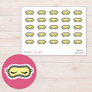 Yellow Sleep Mask Planner Stickers | DDZ-5359 — 4 × 3 inch sheet and enlarged sticker detail