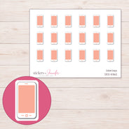 Peach Smartphone Planner Stickers | DDZ-5362 — 4 × 3 inch sheet and enlarged sticker detail