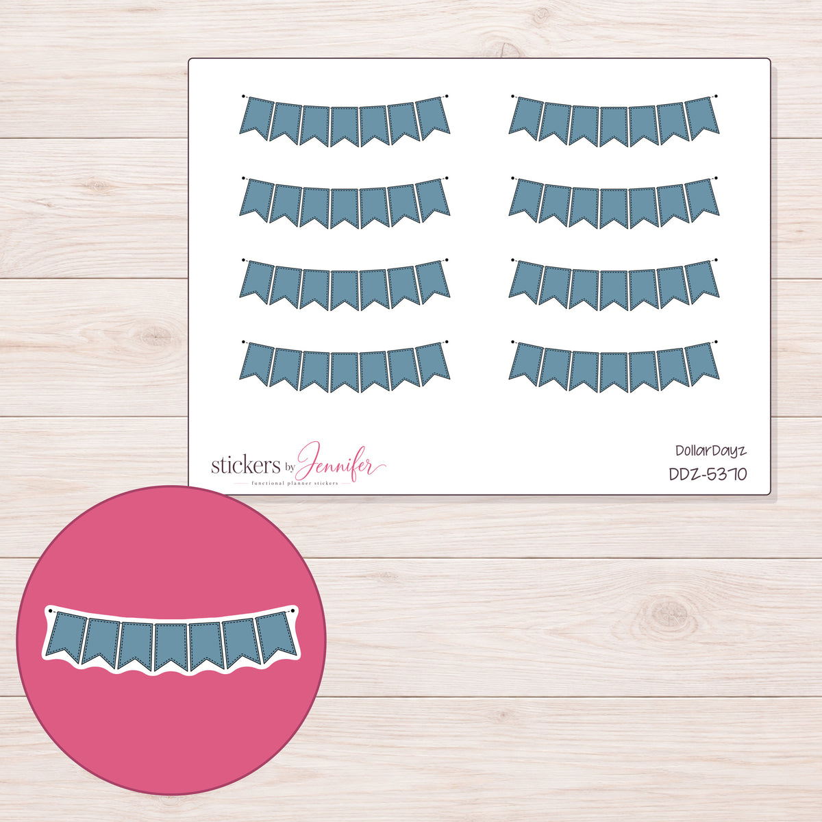 DDZ-5370 planner sticker sheet with enlarged sticker detail
