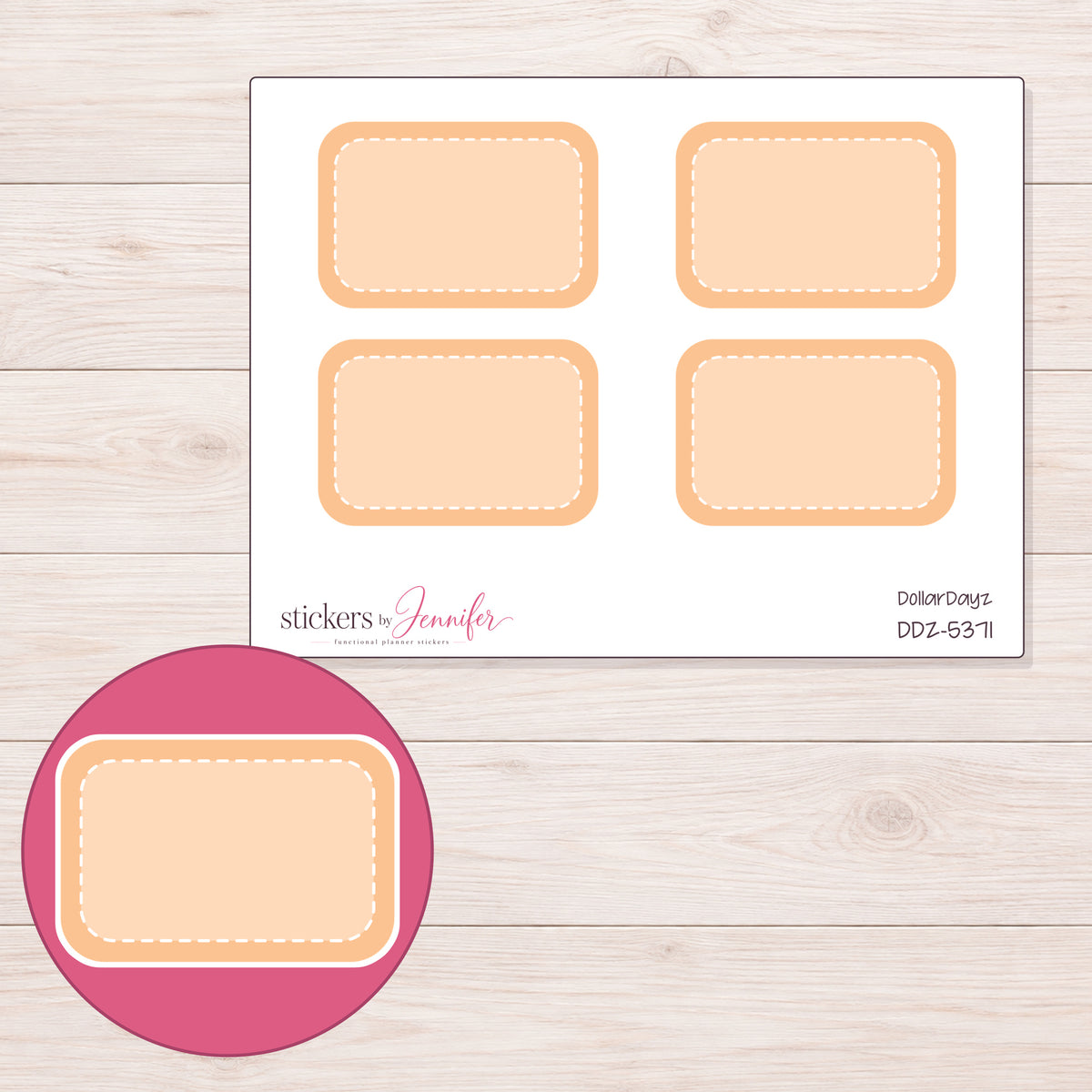 DDZ-5371 planner sticker sheet with enlarged sticker detail