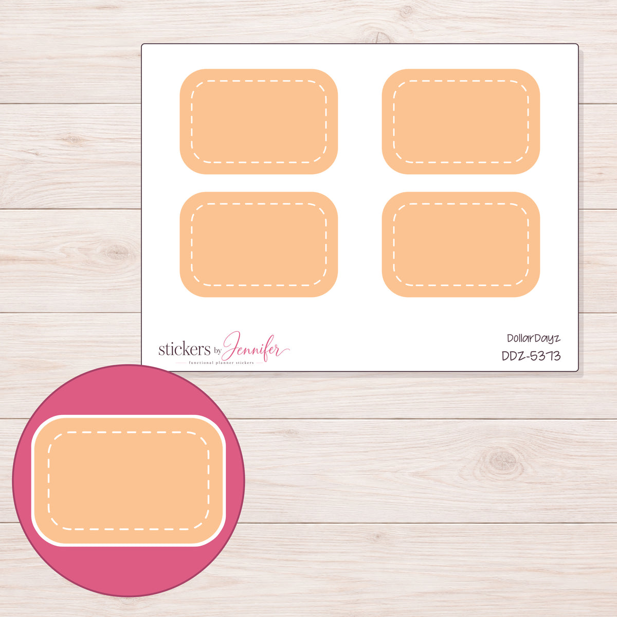 DDZ-5373 planner sticker sheet with enlarged sticker detail