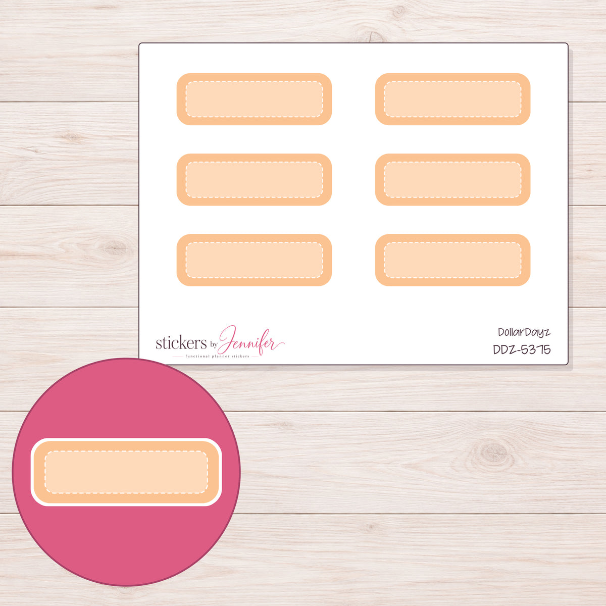 DDZ-5375 planner sticker sheet with enlarged sticker detail