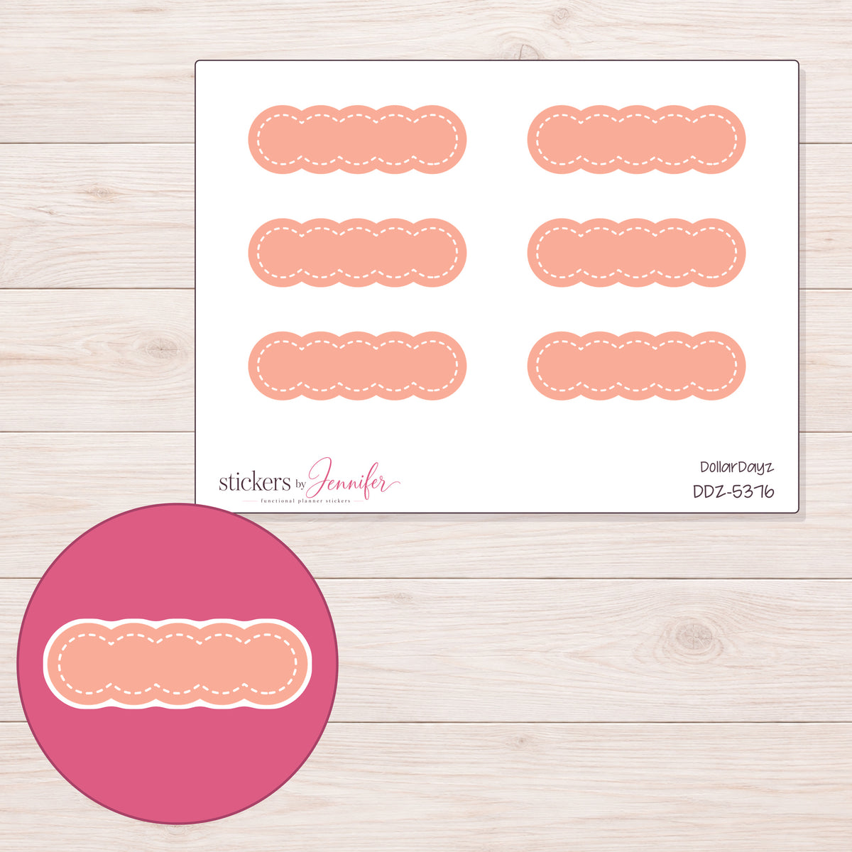 DDZ-5376 planner sticker sheet with enlarged sticker detail