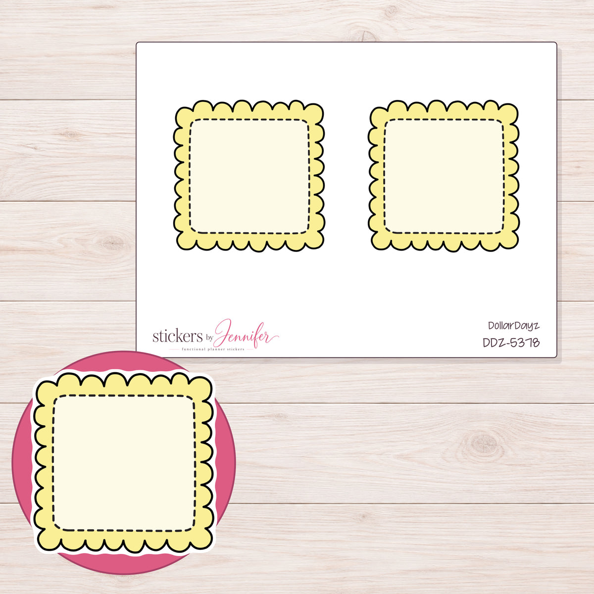DDZ-5378 planner sticker sheet with enlarged sticker detail