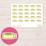 Yellow Unrolled Bow Washi Planner Stickers | DDZ-5413 — 4 × 3 inch sheet and enlarged sticker detail