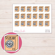 Peach Washing Machine Planner Stickers | DDZ-5418 — 4 × 3 inch sheet and enlarged sticker detail