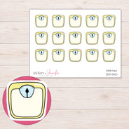 Yellow Scale Planner Stickers | DDZ-5421 — 4 × 3 inch sheet and enlarged sticker detail