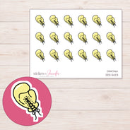 Yellow Boxing Glove Planner Stickers | DDZ-5423 — 4 × 3 inch sheet and enlarged sticker detail