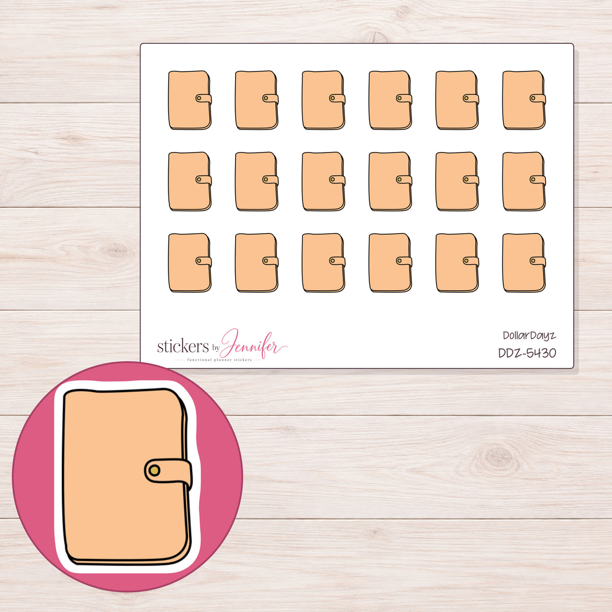 DDZ-5430 planner sticker sheet with enlarged sticker detail
