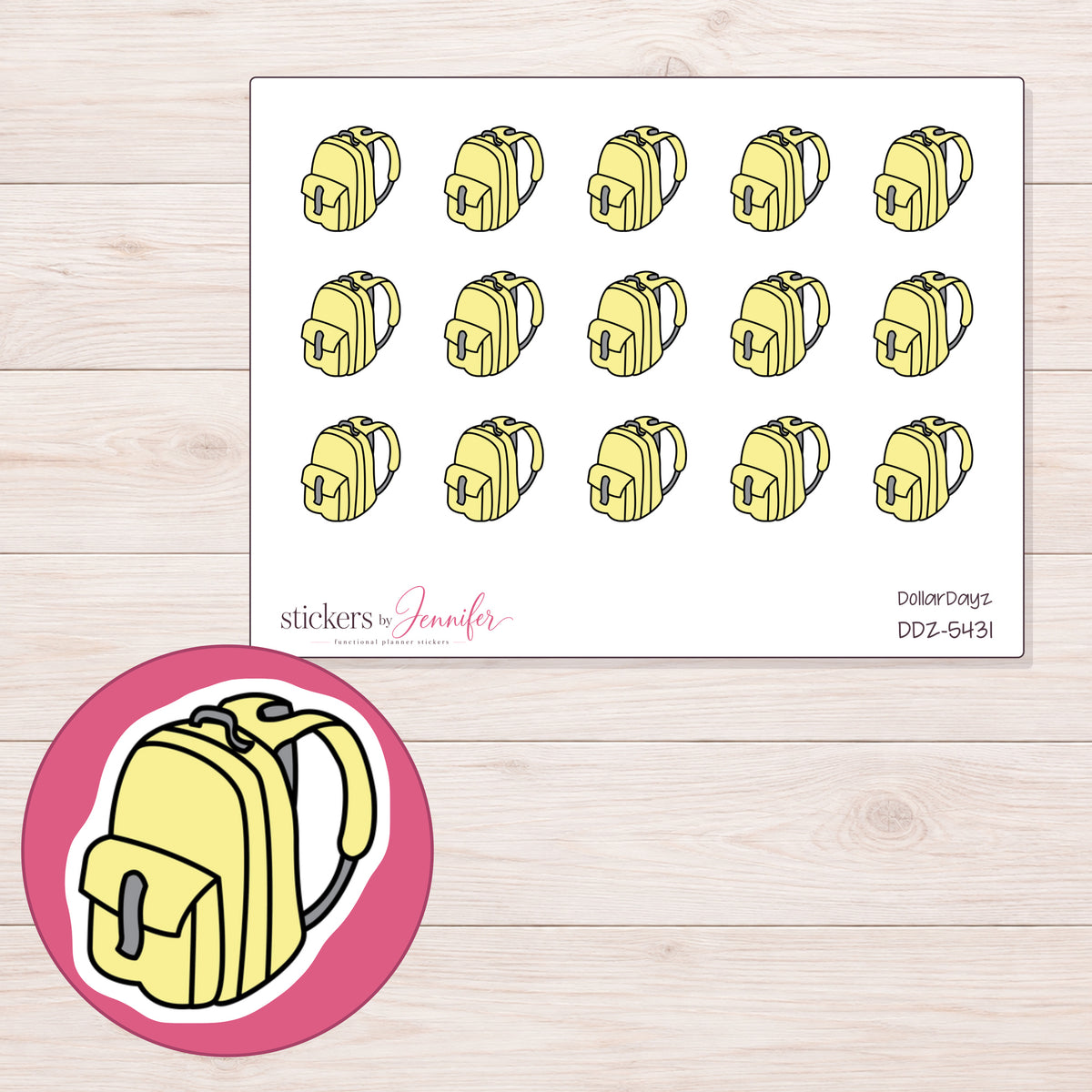 DDZ-5431 planner sticker sheet with enlarged sticker detail