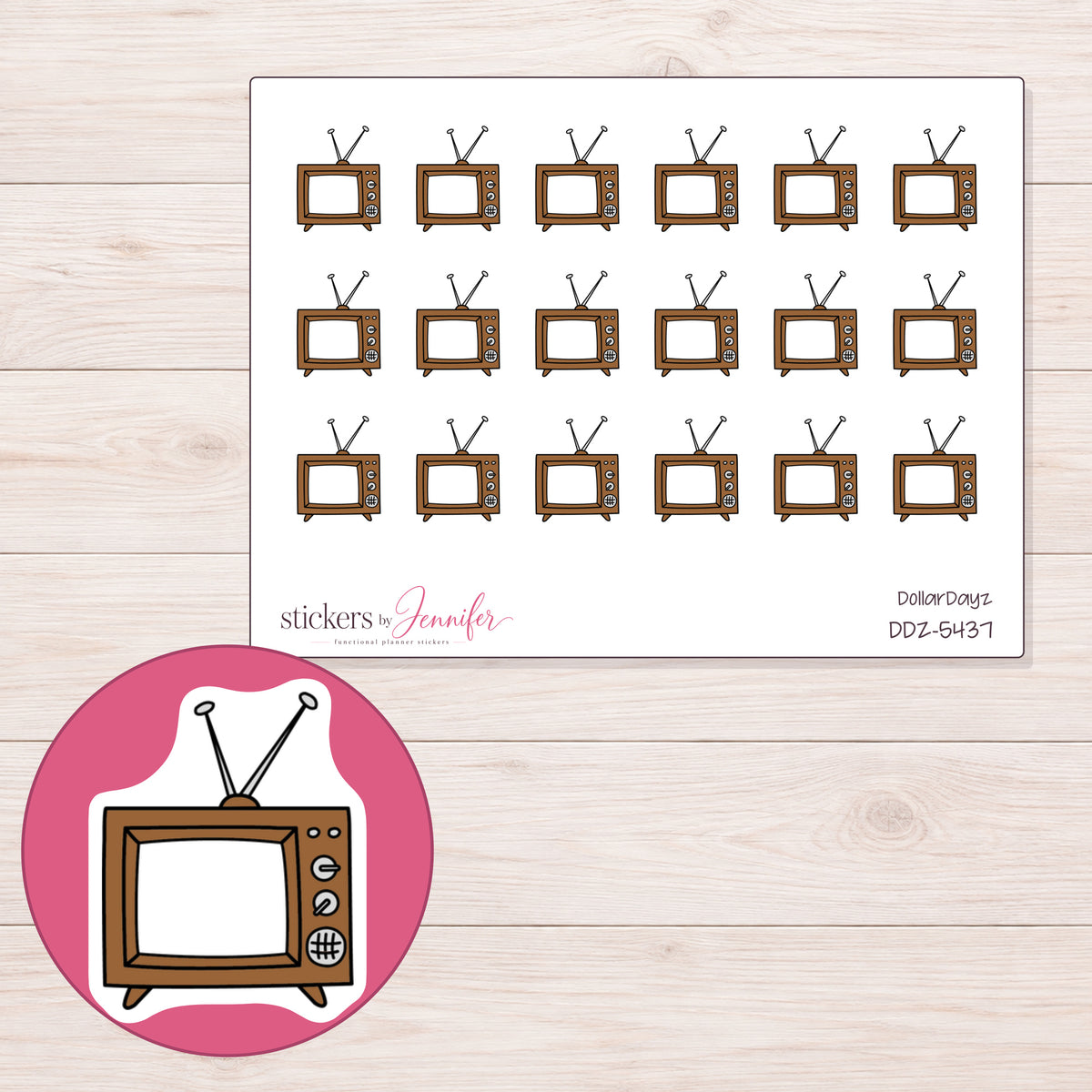 DDZ-5437 planner sticker sheet with enlarged sticker detail