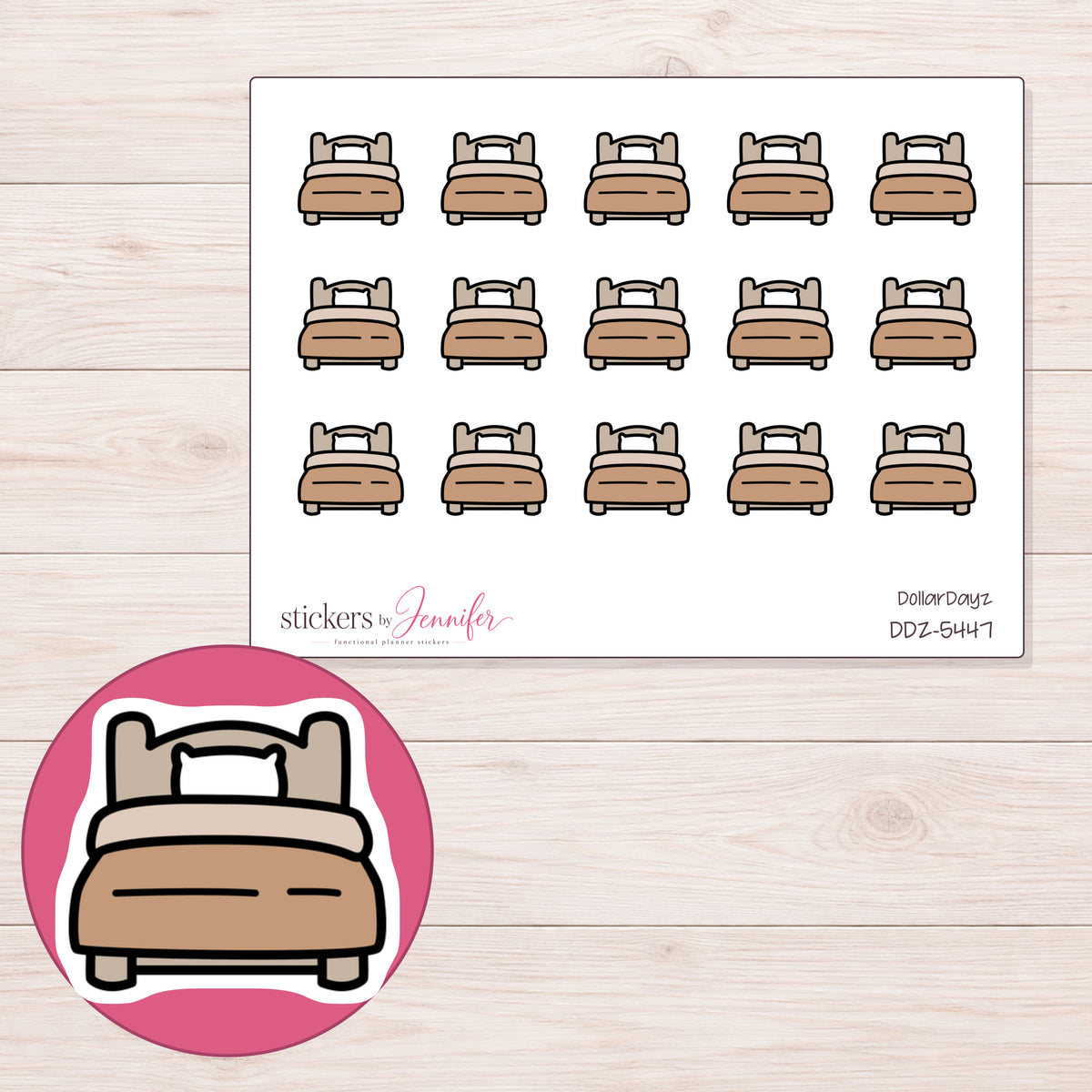 DDZ-5447 planner sticker sheet with enlarged sticker detail