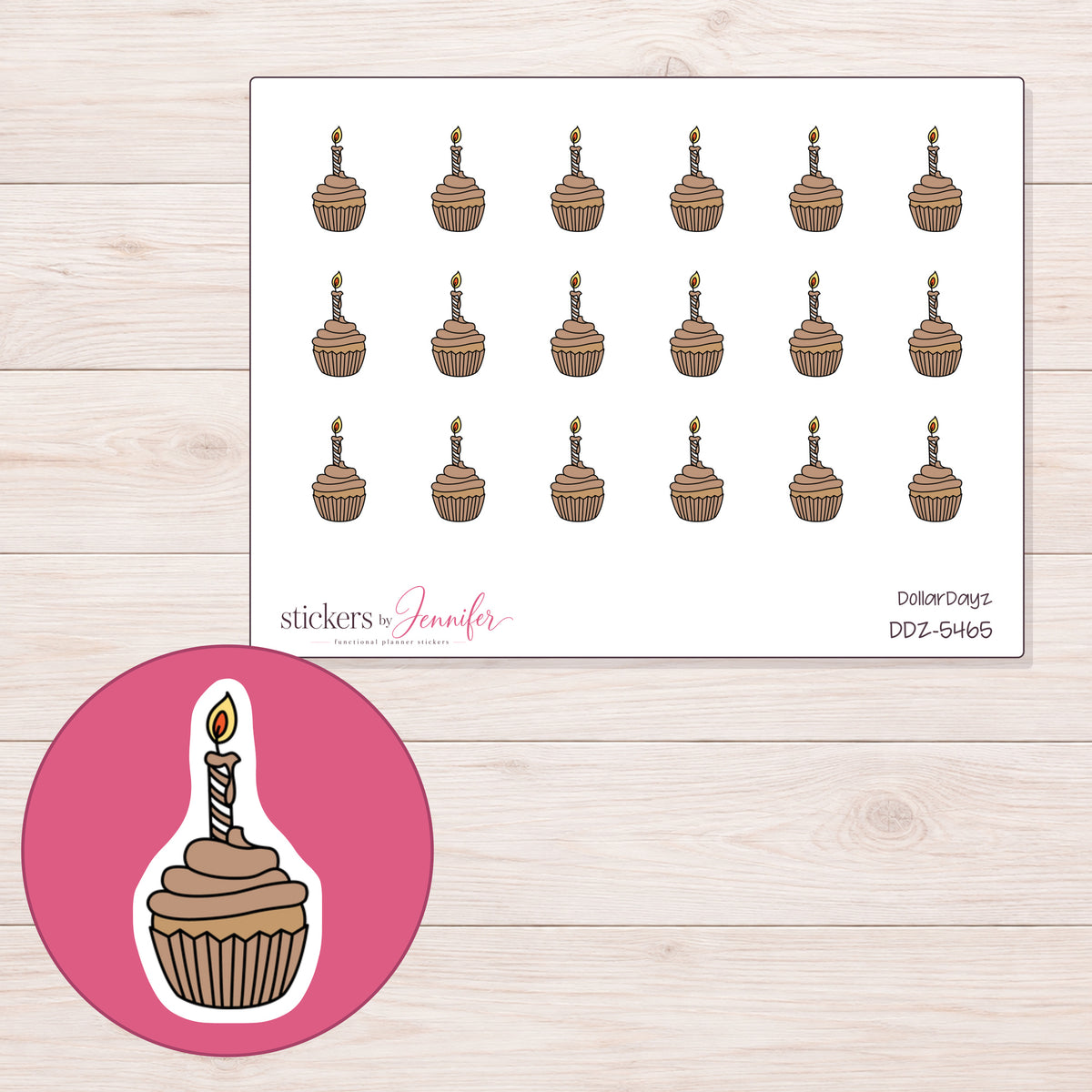 DDZ-5465 planner sticker sheet with enlarged sticker detail