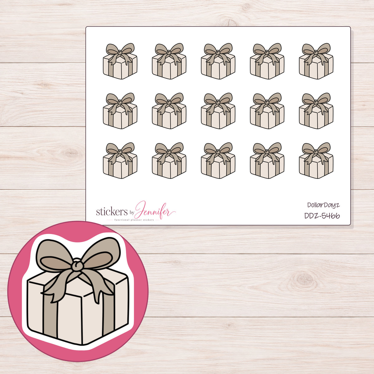 DDZ-5466 planner sticker sheet with enlarged sticker detail
