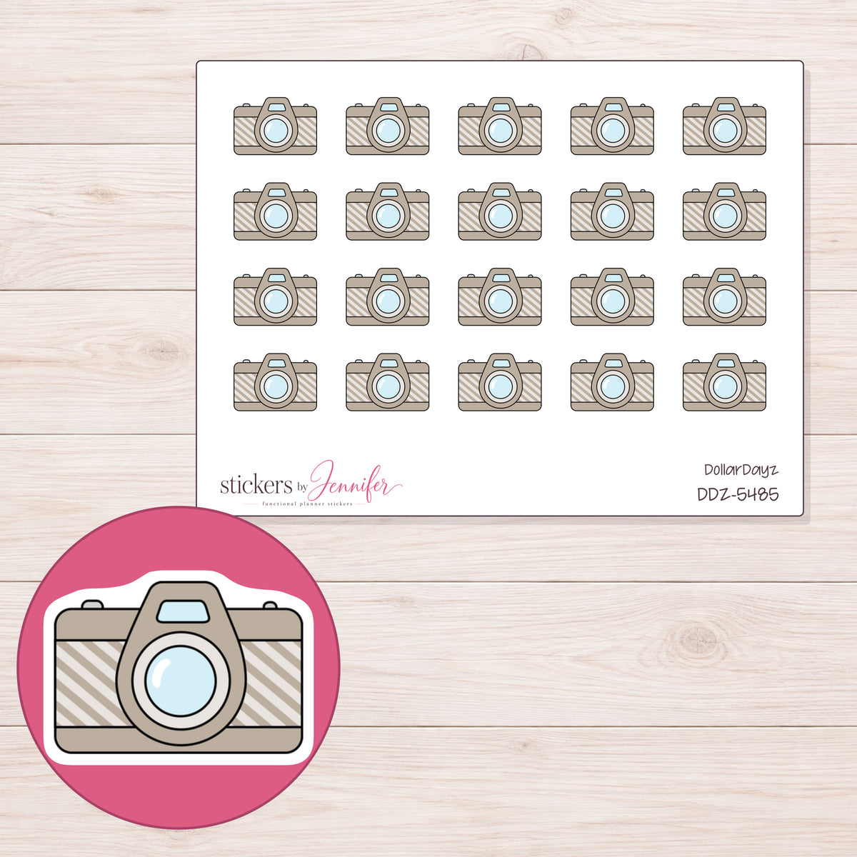 DDZ-5485 planner sticker sheet with enlarged sticker detail