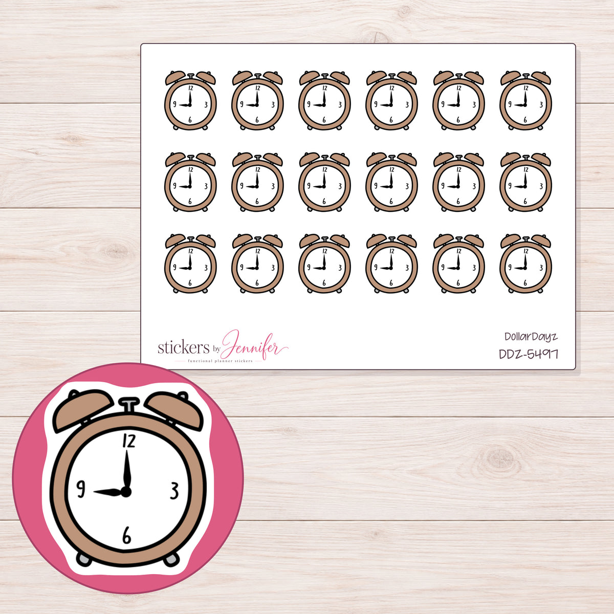 DDZ-5497 planner sticker sheet with enlarged sticker detail