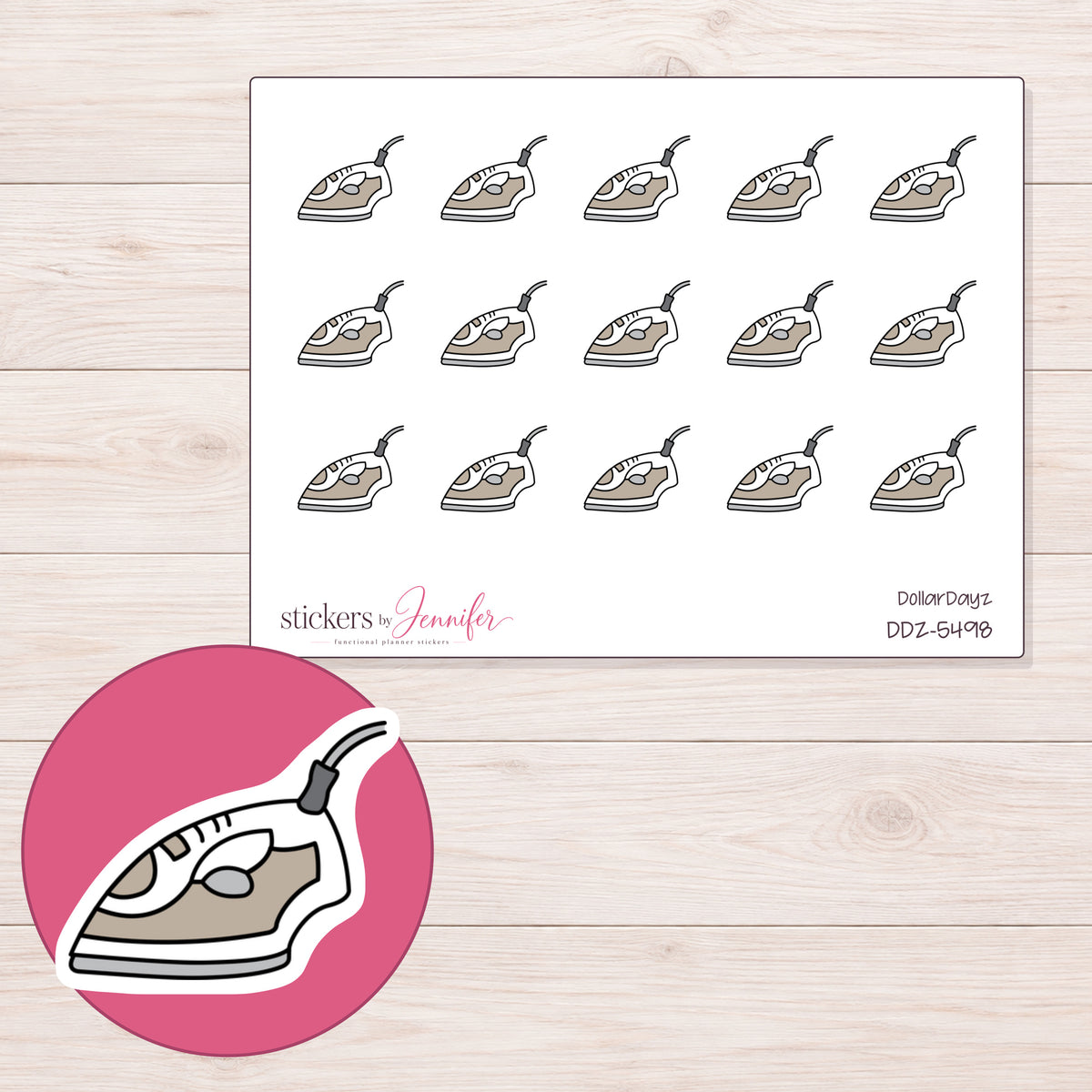 DDZ-5498 planner sticker sheet with enlarged sticker detail