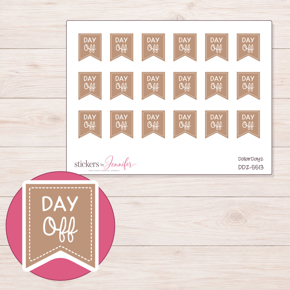 DDZ-5513 planner sticker sheet with enlarged sticker detail